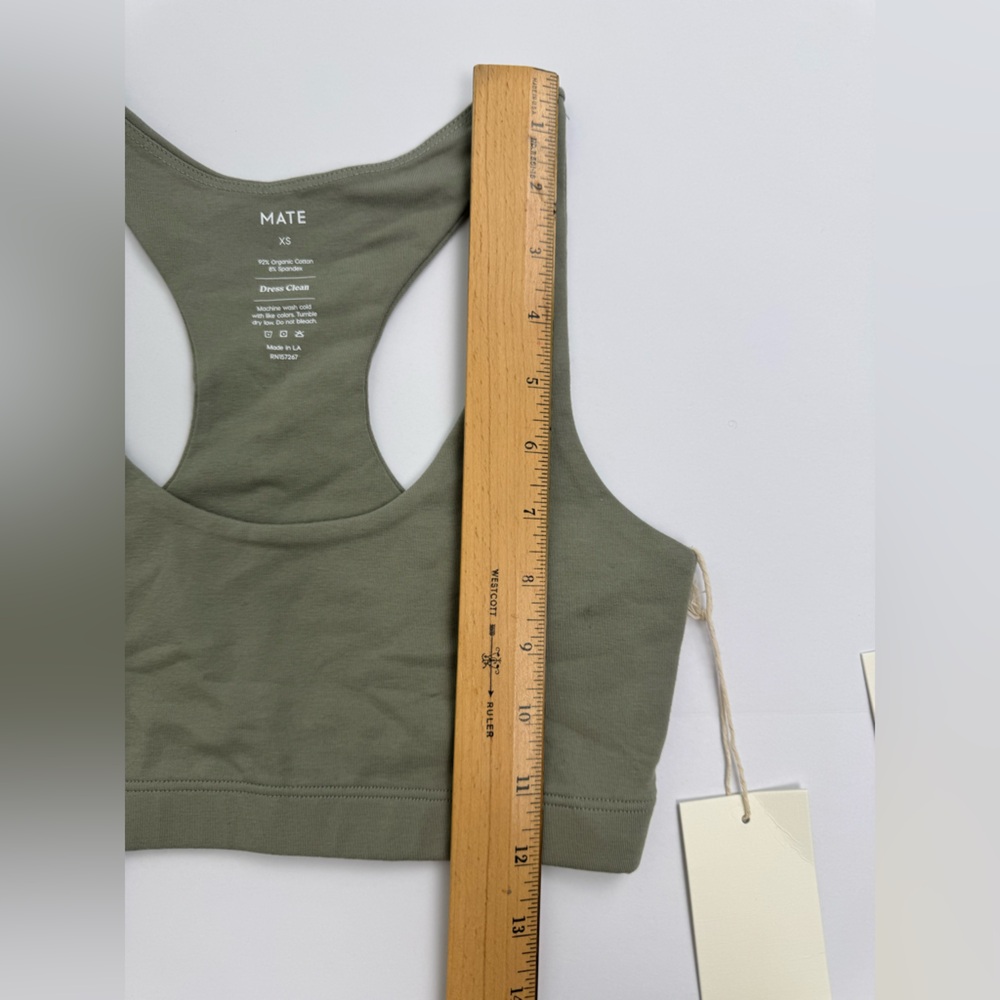 NWT MATE The Label Organic Cotton Stretch Bra Legging Set Size XS Sage Green - Picture 7 of 16